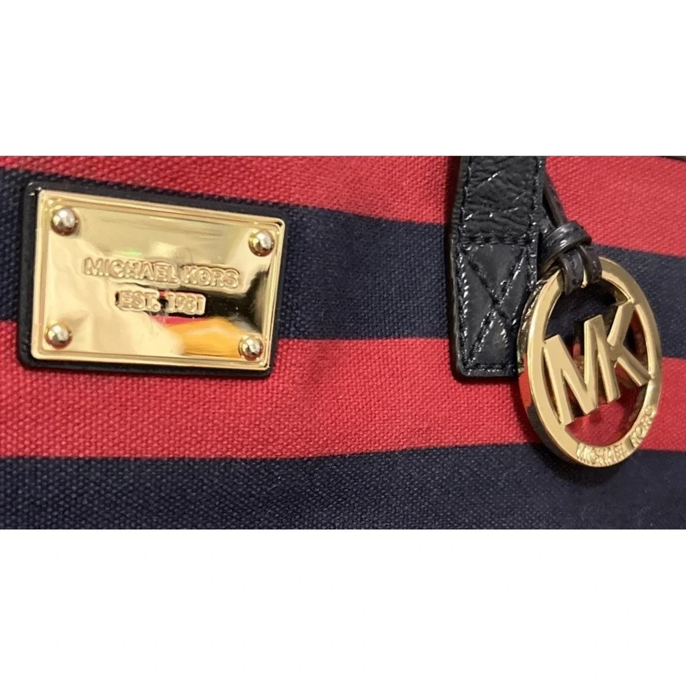 Michael Kors Jet Set Purse Tote Red Blue Strap Jet Set‎ Cloth Canvas